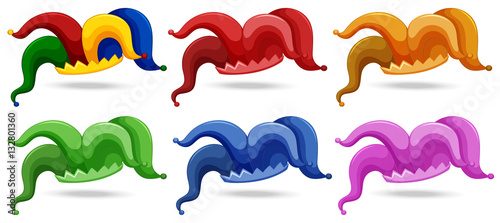 Clown hats in different colors