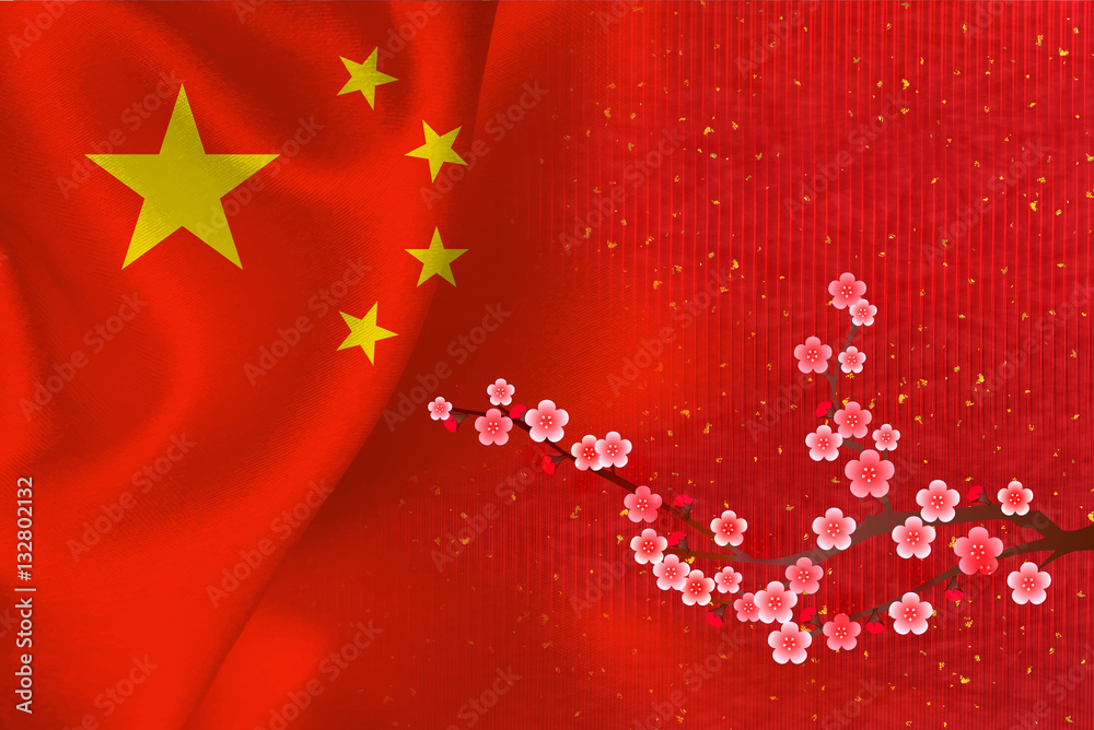 中国国旗梅背景stock Vector Adobe Stock 中国国旗梅背景stock Vector Adobe Stock