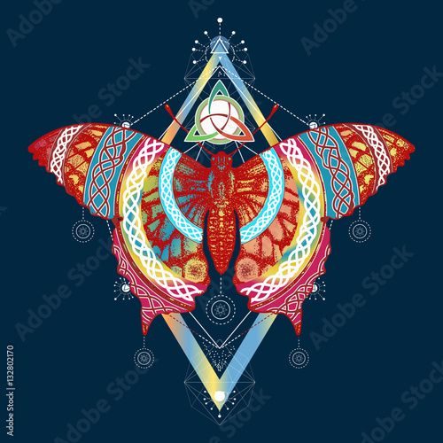 Butterfly t-shirt design. Symbol of freedom, travel