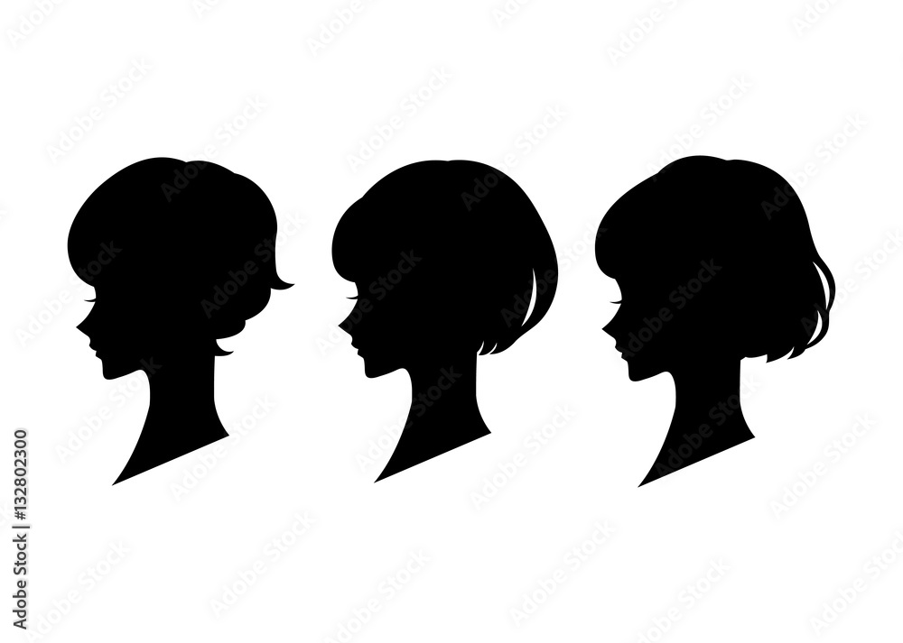 short hair woman silhouette Illustration Stock | Adobe Stock