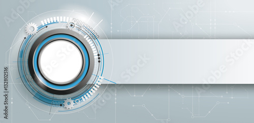 Button Circuit Board Banner Headline