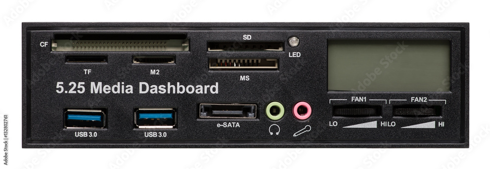 Media dashboard for PC with many types of socket like USB, eSATA, SD and etc