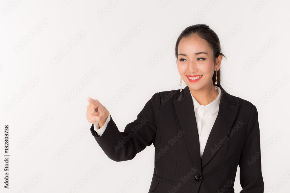 Portrait of Business women pointing something on copy space Portrait of Business women pointing something on copy space