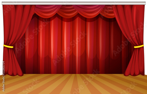 Stage with red curtains
