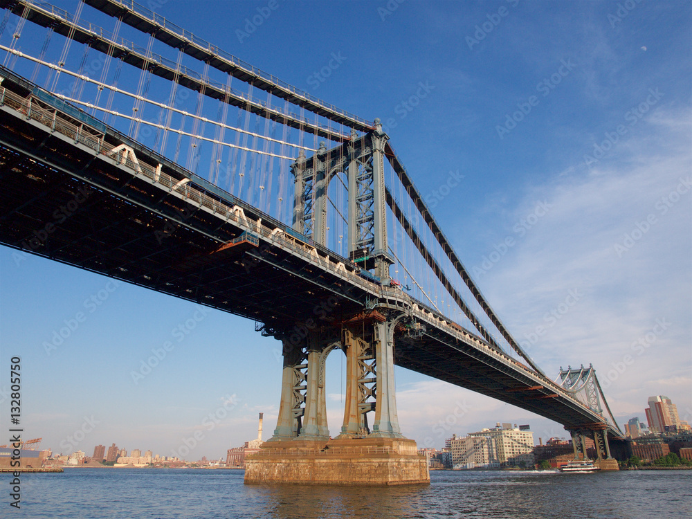 Manhattan bridge cross river,New York Manhattan bridge cross river,New York