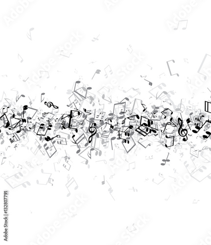 White musical background with notes.