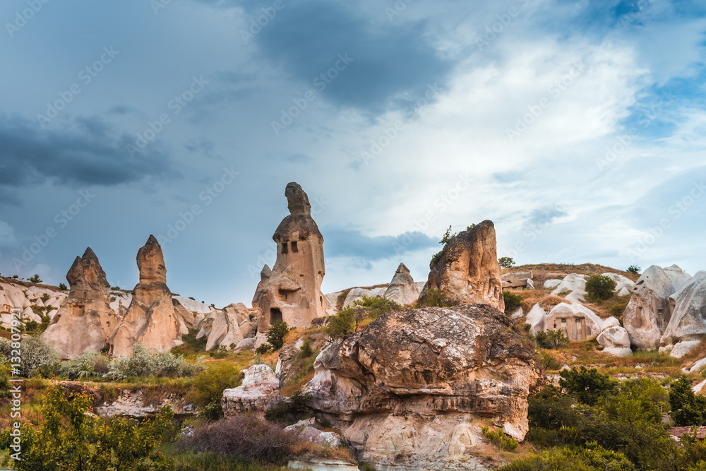 Rock formations in Pigeon Valley of Cappadocia