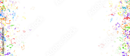 White musical banner with notes.