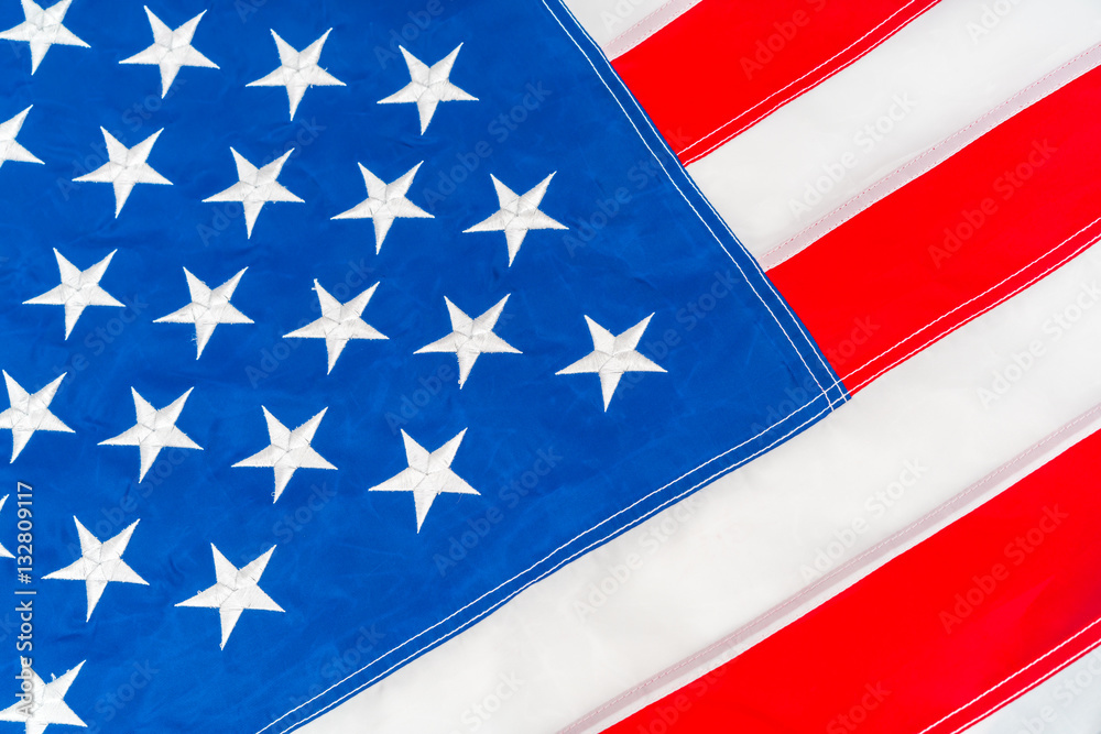 Closeup of American flag . Closeup of American flag .