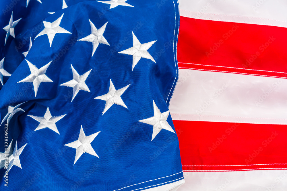 Closeup of American flag . Closeup of American flag .