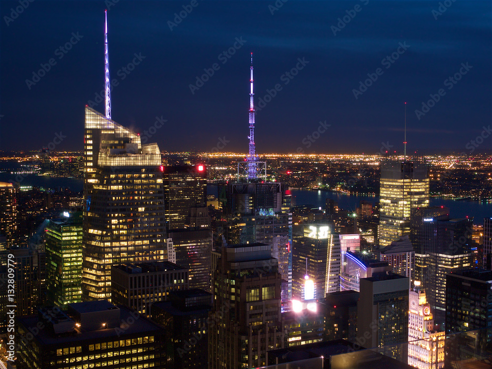 Manhattan skyscrapers night scape