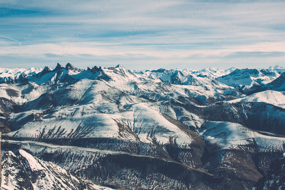 Fototapeta premium Alps in France. Winter and snow landscape.