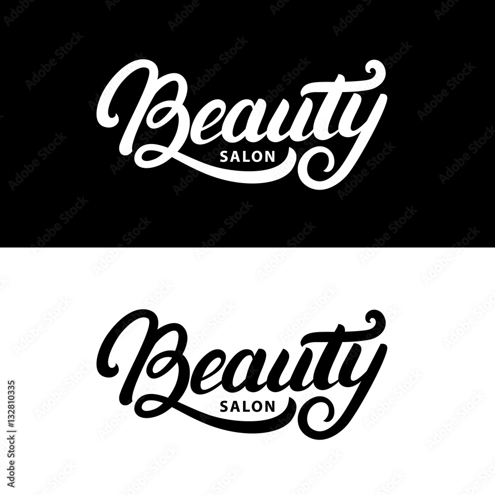 Hand written lettering Beauty salon logo, label, badge, emblem.