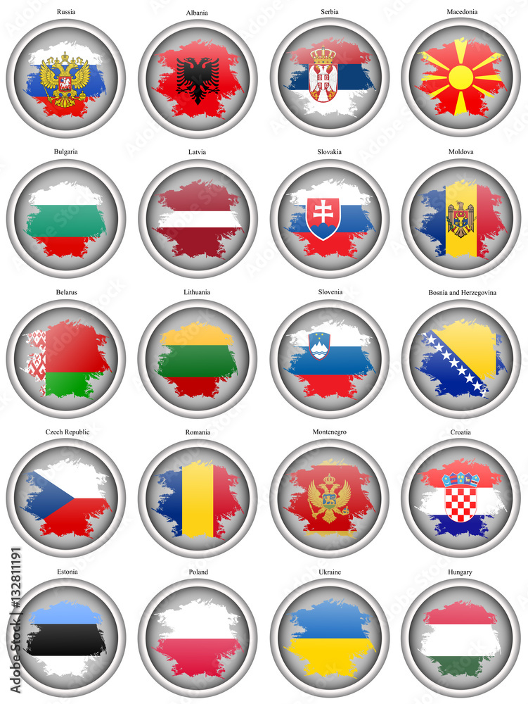 Set of icons. Flags of the Europe. Vector.