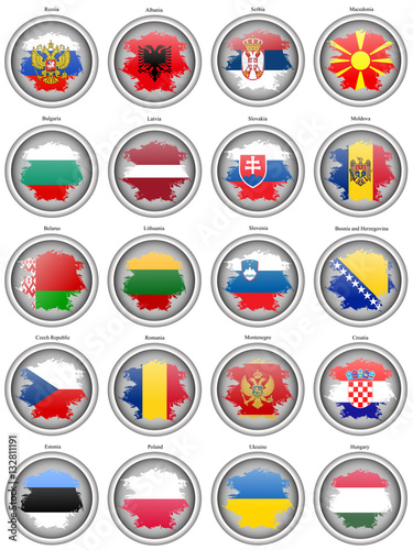 Set of icons. Flags of the Europe. Vector.