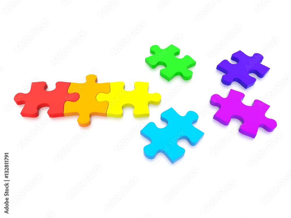 3D rendered Jigsaw Puzzle concept, depicting teamwork and connection 3D rendered Jigsaw Puzzle concept, depicting teamwork and connection