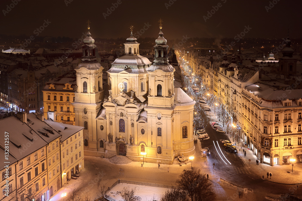 View of Old Town's Square in Prague in winter time
