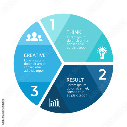 Vector circle arrows infographic, cycle diagram, geometric graph, presentation chart. Business concept with 3 options, parts, steps, processes.