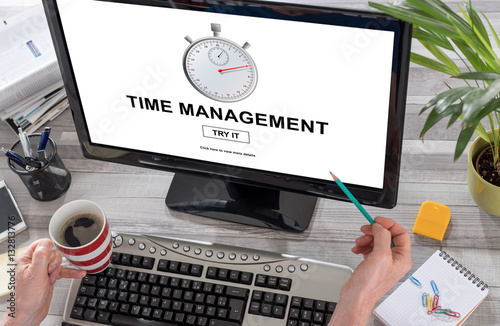 Time management concept on a computer