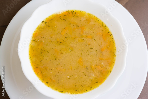Wallpaper Mural Pea soup in a white bowl on a marble table Torontodigital.ca