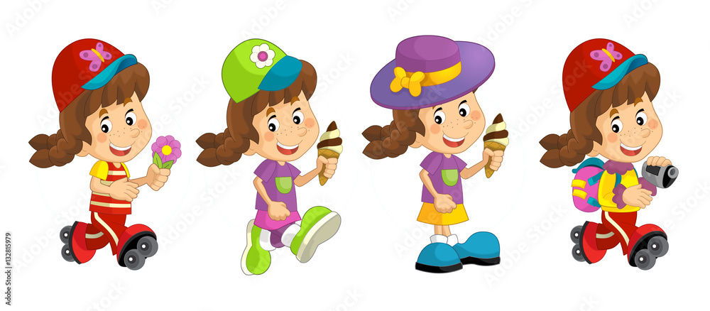 Cartoon set of young girls - illustration for children Cartoon set of young girls - illustration for children