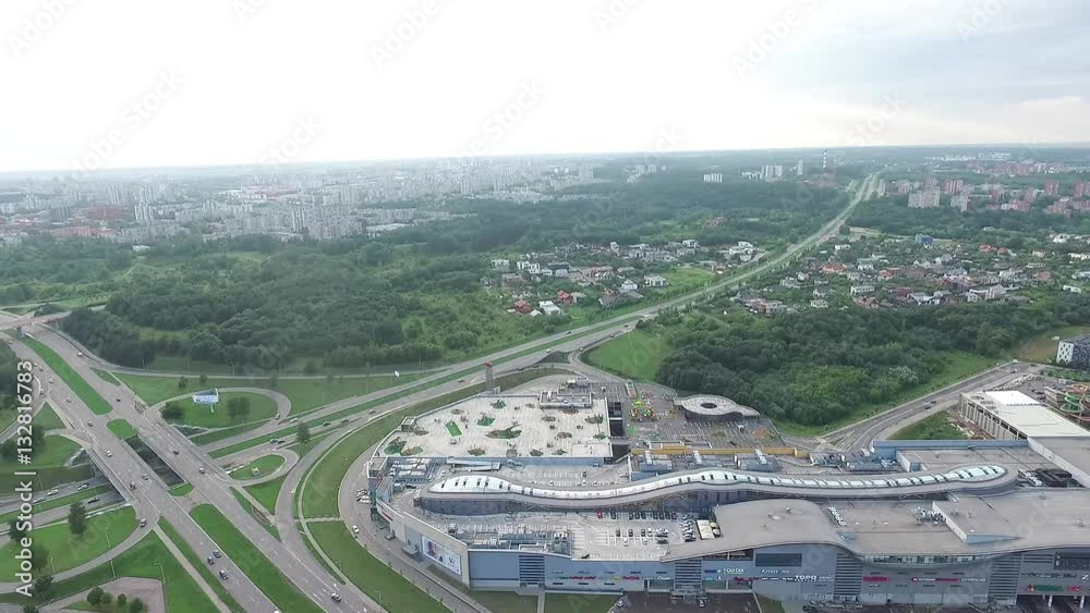 Aerial View Over The City Near Supermarket 2 Aerial View Over The City Near Supermarket 2