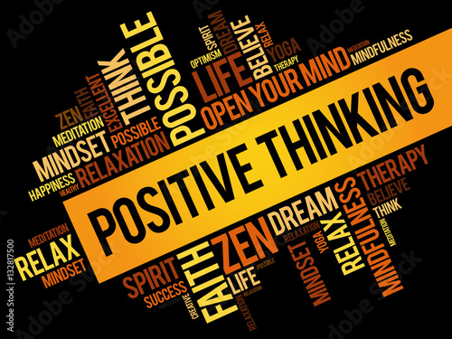 Positive thinking word cloud collage, concept background