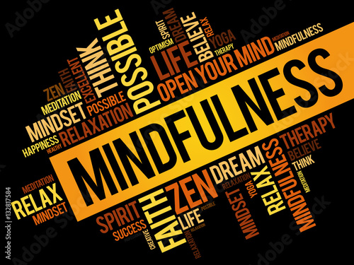 Mindfulness word cloud collage, concept background