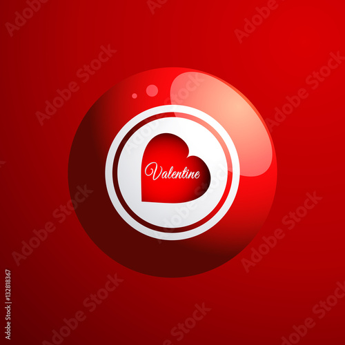 Red Bingo ball with Valentine heart