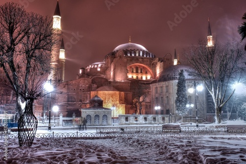 Canvas Print Hagia Sophia Museum under snow, Istanbul, Turkey