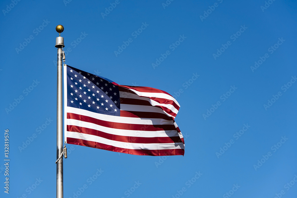 American Flag waving in New-York, USA