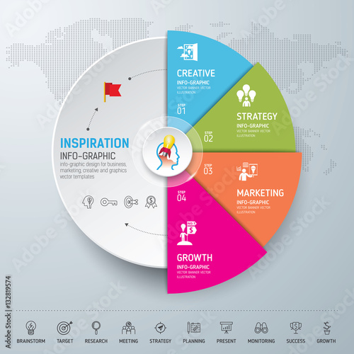Template info-graphic design. Info-graphic concept. Use for business, marketing, creative, web design, workflow and graphics. Vector, Background.