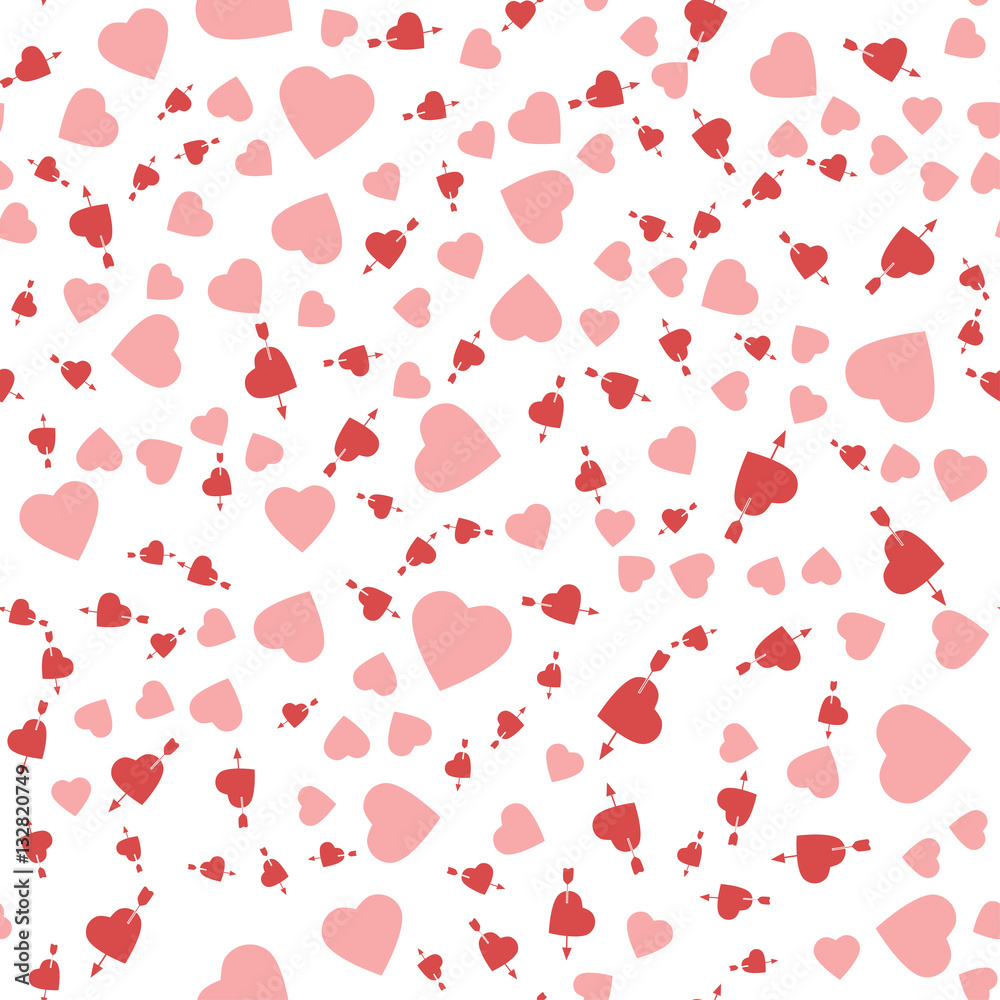 Seamless background with different colored hearts for valentines