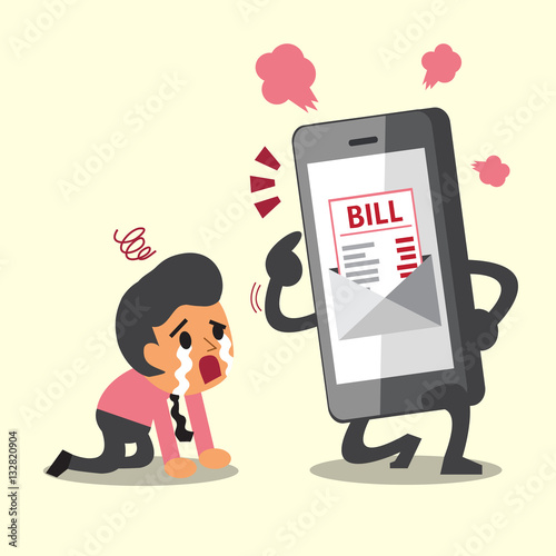 Business concept cartoon smartphone show electronic bill payment to businessman