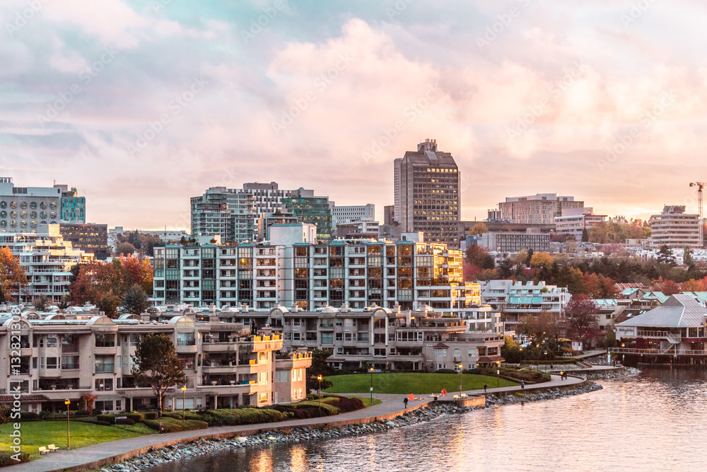 Autumn Sunset at False Creek in Vancouver, Canada