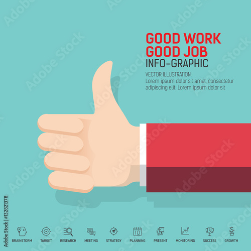 Like icon. Businessman hand thumbs up concept on green background. Use for business, marketing, creative, web design and graphics. Vector, Background. Graphic inspire to drive your business project