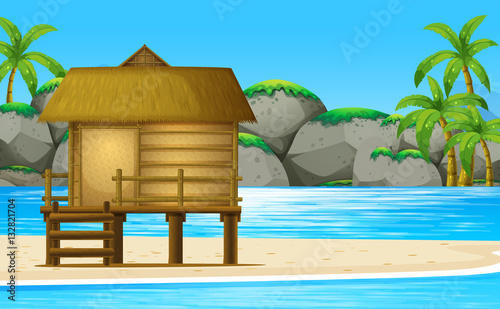 Wooden hut on the beach