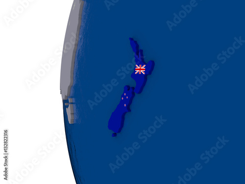 New Zealand with national flag