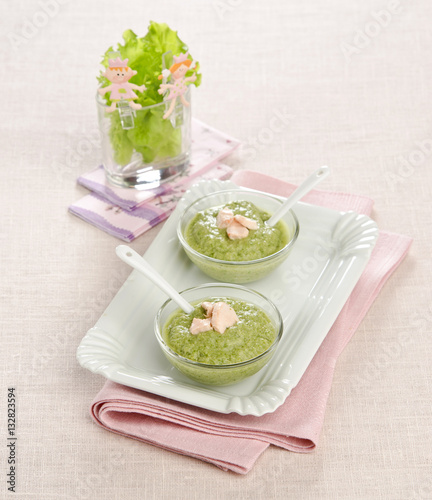 baby vegetable soup with salmon