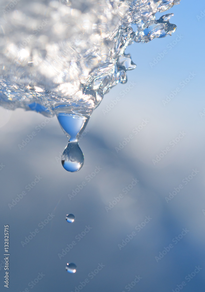 Spring natural background with melting ice and drippings. - obrazy, fototapety, plakaty 