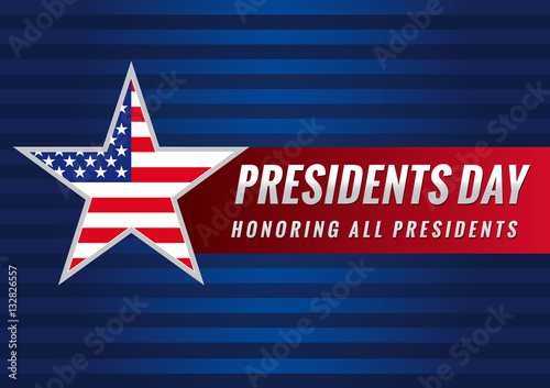 Presidents day USA star banner. Happy Presidents vector background template with star in national flag colors