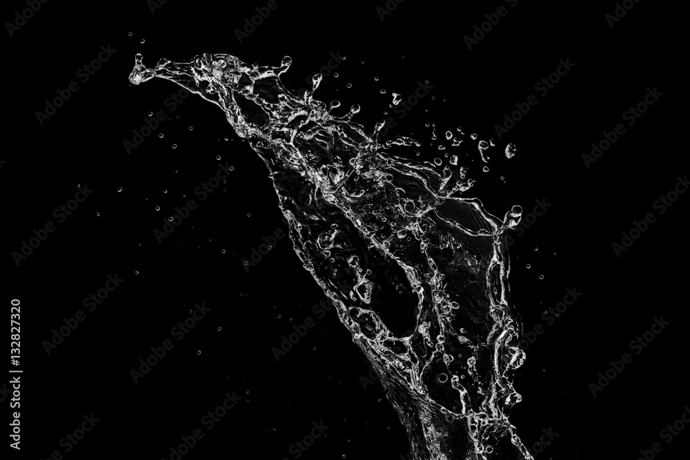 water splash isolated on black background