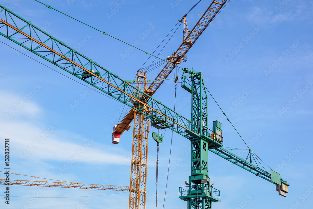 crane tower on sky background at construction site crane tower on sky background at construction site