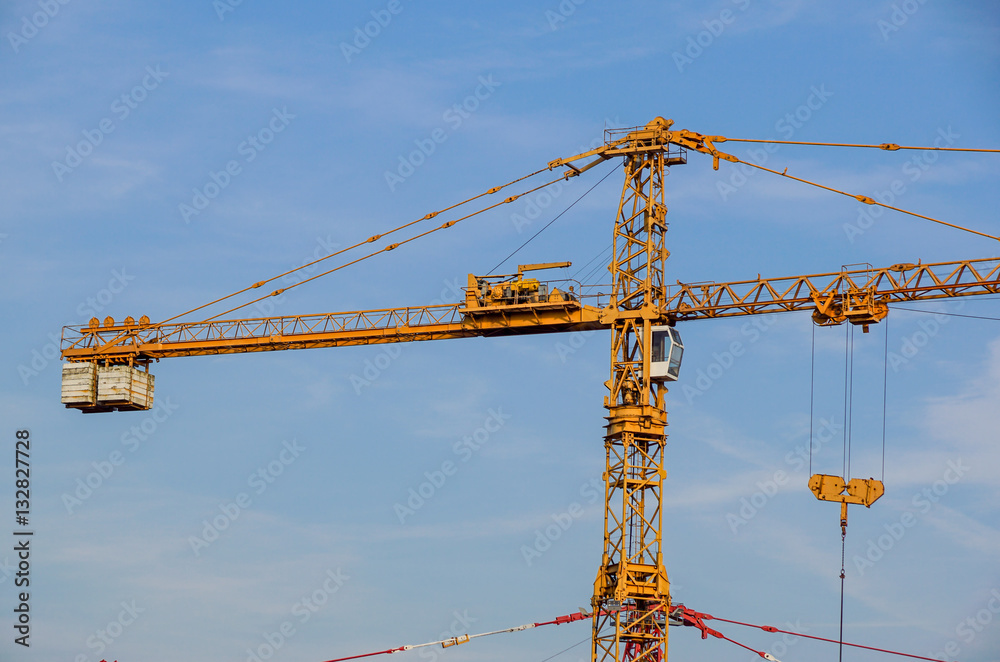crane tower on sky background at construction site crane tower on sky background at construction site