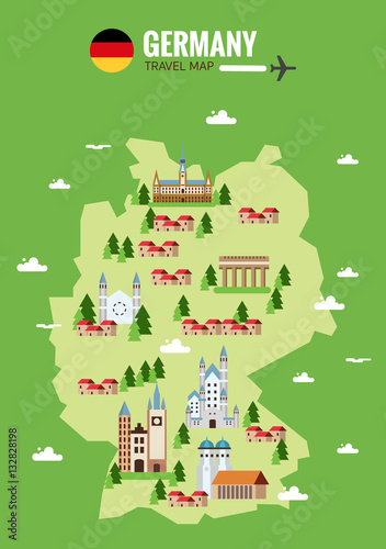 Germany travel map. Infographic travel and landmark. flat vector illustration