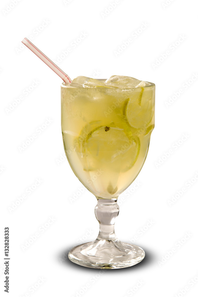 Lemon Fruit Caipirinha of Brazil in white background Lemon Fruit Caipirinha of Brazil in white background