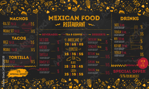 Mexican Food Restaurant menu, template design. flyer for promotion, site banner