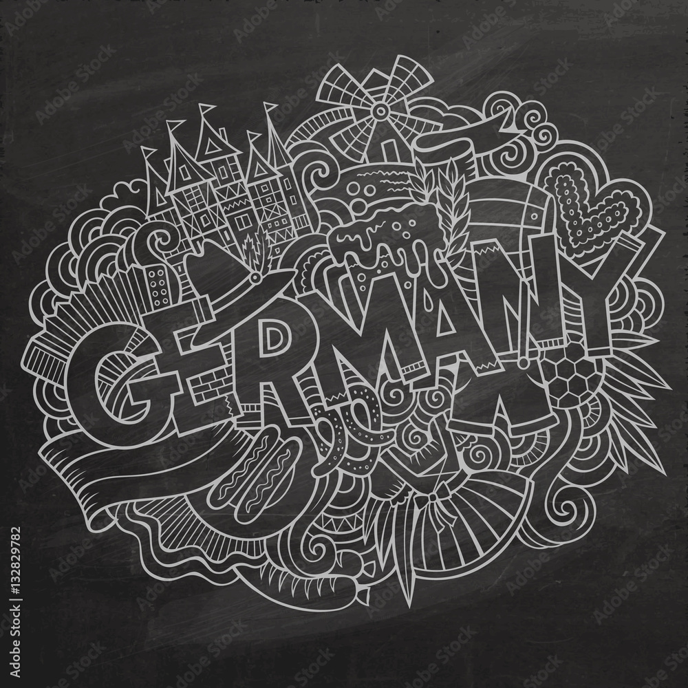 Obraz premium Cartoon cute doodles Germany illustration