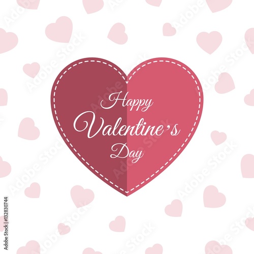 Vector illustration with red paper heart Valentines day card with sign on heart background