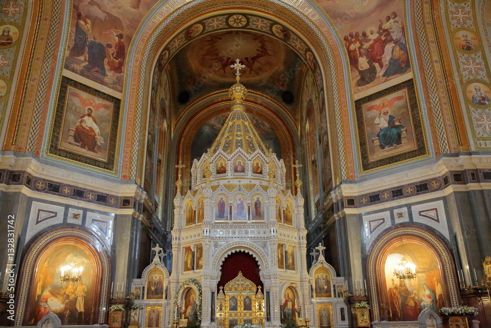 Interior of the Cathedral of Christ the Savior in Moscow
